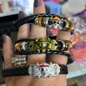 3 anime one piece leather bracelets